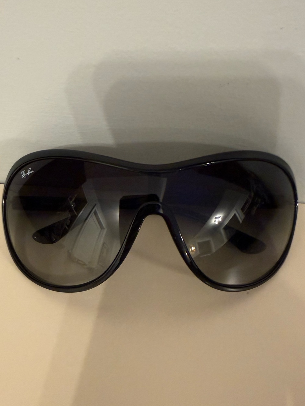Ray-Ban Black Shield Sunglasses - Gradient Smoke Lens